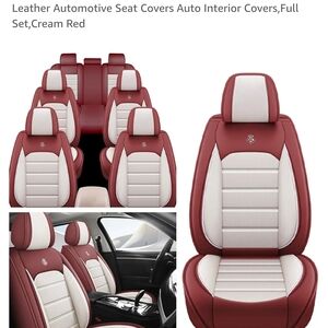 Red and Cream Car Seat Covers Full Set